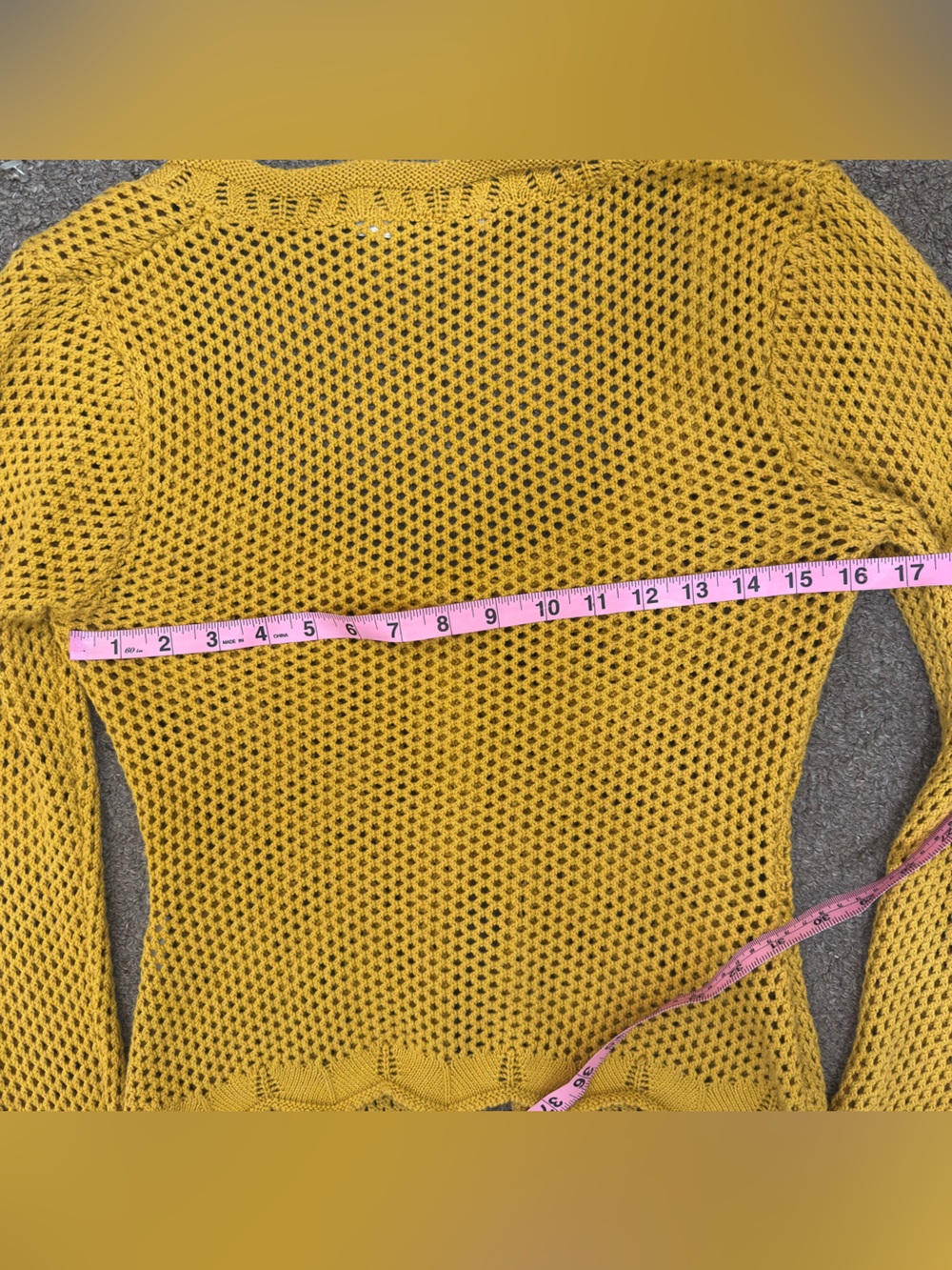 naked wardrobe Mustard Yellow Open-Weave Button Front Cardigan size medium - Picture 6 of 6